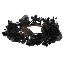 Flores decorativas videira halloween grinalda anel preto abóbora pendurado ornamentos atmosfera de terror decoração para casa flor de seda