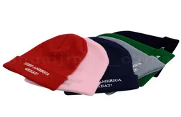 Trump Hat 6 Colors Håll Amerika Great Donald Trump 2020 Sticked broderad Skull Beanie Cap Outdoor Hats OOA7119 A6949966