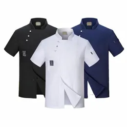 унисекс кухня шеф-повар пальто короткая ресторанная униформа рубашка обслуживание пекарня дышащие двубортные куртки шеф-повара Dr Chef Apr C2Jl #