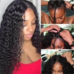 Megeen water onda v parte peruca cabelos humanos brasileiros 30 polegadas Curly U Parte perucas para mulheres 150%de densidade intermediária Remy fácil instalação