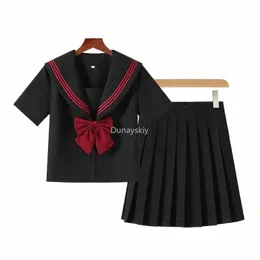 schwarz ROT Japanische Koreanische Student Schuluniform JK Uniform Mädchen Anime Cosplay Matrosenanzug Klasse Top Röcke JK dr C75B #
