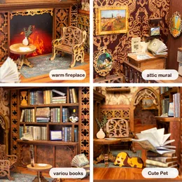 CUTEBEE Puzzle 3D DIY Book Nook Kit Eternal Bookstore Wooden Dollhouse with Light Magic Pharmacist Building Model Toys for Gifts