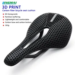 LINGMAI Ultralight Full Carbon 3D Printed Saddle 162g Bicycle Seat Road MTB Mountain Gravel Seating For Men Women Bike Parts 240319