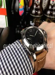 Orijinal kutu erkek izle 44mm siyah kadran küçük saniye paslanmaz çelik erkek manuel makine pam safir ışıldayan dalış MEN0396901403