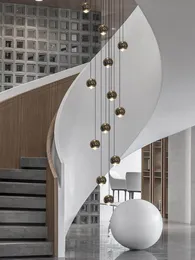 Nordische minimalistische Treppe Beleuchtung Kronleuchter Wohnzimmer Hängende Deckenlampe Loft Leuchten kreisförmiger Treppe Kronleuchter