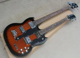 ブラックピックガードローズウッドフレットボードとカスタマイズされる茶色のダブルネックエレキギター5150227