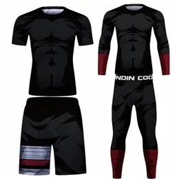 Boxset MMA Compri Trikots + Hose Rguard für Männer BJJ Kickboxen Enge T-Shirts Muay Thai Shorts MMA Fightwear Sportsuit j4Rx #