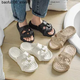 Sandals Womens slide organic sandals womens beach casual shoes personalized skull slide mens flip summer Halloween mens sandals Q240330