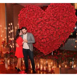 Party Decoration Luxury Love Heart 5D Red White Rose Cloth Floral Wall Stage Flower Stand Proposal Backdrop Arrangement Event Props 54 Dho46