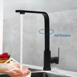1PC Kitchen Faucet Black Water Tap Kitchen Sink Mixer Stream Sprayer Head Chrome Kitchen Water Tap Sifang Single Handel Faucet