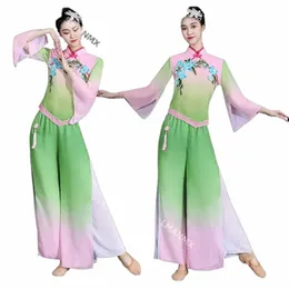 Klasyczne kostiumy tańca yangko taniec elegancki lud dr fan parasol taniec taniec tradycyjny Hanfu Oriental Dr Fairy Clothing B2GD#
