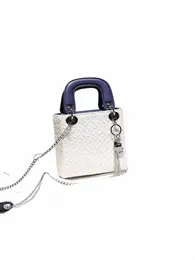 2024 New Fi and Popular Handheld Square Bag with Ctrast Color Women's Beautiful and Luxury Shoulder Bag with Decorati t3Ol#