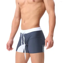 Herrbadkläder Pocket Swim Trunk Men Sexig långa boxershorts Surfing Beach Sport Swimming Pants Swims Gym Running