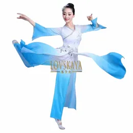 Cinese Feng Shui Inchiostro Danza Classica Performance di Danza Costume Femminile Costume Etnico Pratica Costume Fan Dance T5A7 #