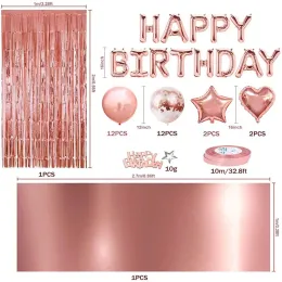 Rose Gold Numero 10 Follo in lattice palloncini 10th Happy Birthday Party Decorazioni per bambini Girl Girl Anniversary Supplies