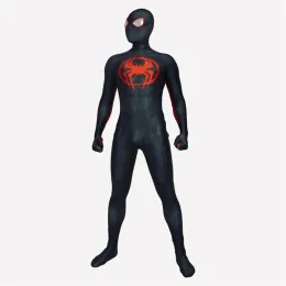 Halloween miglia morales attraverso il costume spiderverse costume spidersuit zentai body uomo uomini adulti per bambini salti da festa