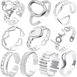 Küme halkaları Set Titanyum Çelik Kadınlar İçin Erkek Aksesuarlar Aşk Kalp Charm Ring 2024 Trend Mücevher Partisi Bague Femme Acier İnoksisitlenemez