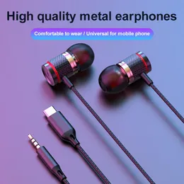 Gaming Wired Earness Phone Lightweight com Mic HiFi Headphones Music Sport Acessórios para telefones Volume Ajustável 3,5 mm /USB C