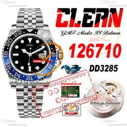 Batman 126710 DD3285 Orologio automatico da uomo Clean CF Blu Lunetta in ceramica Quadrante nero 904L Jubilee Bracciale in acciaio Super Edition Stessa scheda di garanzia seriale Puretime Reloj