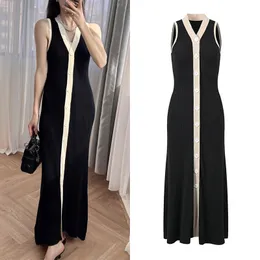 320 2024 Milan Runway Dress SPring Summer Sleeveless Black Brand Same Style Womens Dress Fashion High Quality YL
