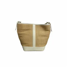 Luxuriöses Design, große Kapazität, Strandtasche für Damen, Korb-Schultertasche, Khaki, Schnallenverschluss, einfache Tasche für Pendler, 269V#