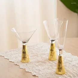 Copos de vinho 1/2/3 Pcs Cocktail Champagne Conjunto Vermelho Bom Vidro Flautas Alto Longo Espumante Stemware Ouro