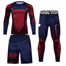 bjj Boxing Shirts Set Compri Men MMA shirt+Pants Sets Rguard Jitsu R Guard KickBoxing Muay Thai JerseyS MMA Fightwear G4gR#