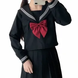 Japanische Schuluniform Anzug Sailor JK S-2XL Basic Carto Mädchen Navy Sailor Uniform Schwarz Sets Marine Kostüm Frauen Mädchen 77zq #