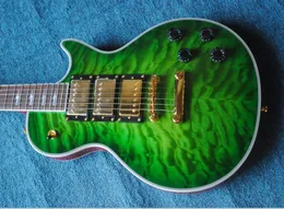 Custom Ace Frehley Signature Green Quilted Maple Top Electric Guitar 3 Humbucker Pickups Lightening Bolt Inlay Grover Tuner Gol3958383