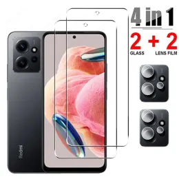 4in1 Vidro temperado para Xiaomi Redmi Nota 12 4G 12 Turbo Screen Protector Camera Lens para Redmi Note 12 Pro Plus 5G Glass