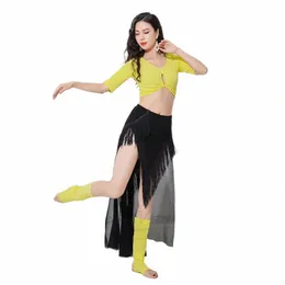 Kadınlar İçin Göbek Dans Eğitim Takım Modal Yarım Kollu Top ve LG Etek Gümrüklenmiş Çocuklar Kız Karın Dans Giyim Kıyafet 44tz#