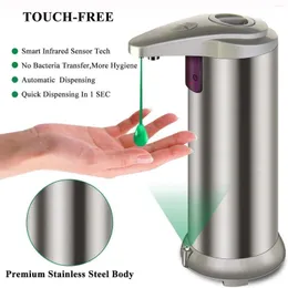 Dispensador de sabão líquido 250ml automático de aço inoxidável inteligente touchless sensor indução lavadora mão para equipamentos cozinha