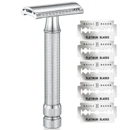 Camis Baili Open & Close Comb Double Edge Safety Razor Stainless Wet Shave for Men Women with 5 Platinum Blades Legend Pro Brb3p