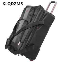 Klqdzms 28 "30"インチの男性と女性の普遍的なポータブルトロリースーツケースホイールのローリング荷物付き大容量折りたたみ