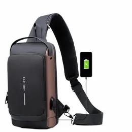 Yeni Erkekler Hırsızlık Karşıtı Göğüs Çantası Omuz USB Şarj Crossbody Paketi Okul Kısa Yolculuk Mengers Spor Salonu Erkekler Sling Spor Paketi R6ZI#