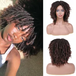 Perücken 6 Zoll DreadLock Lace Front Perücken Synthetische Afrika geflochtene Perücken Kurze Faux Locs Haar Weiche DreadLock Perücke für schwarze Frau Braun