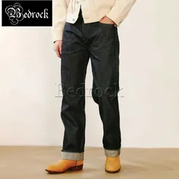 Erkek Kot Mbbcar 14oz Erkek Yıkanabilir Siyah Kot Düğmesi Uçuş Retro Satış Kot Kot Yıkanmış Mavi Mikro Koni Jeans 7706L2403