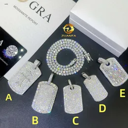 Gioielli di design vendita calda Hip Hop Prezzo di fabbrica pendenti ghiacciati vvs moissanite gioielli hip hop con diamanti vari pendenti con targhetta per cani con certificato gra