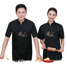 Restaurante uniforme de manga curta verão homens e mulheres hotel m cozinhar roupas de trabalho cakeroom cozimento pastelaria chef roupas novo s7in #