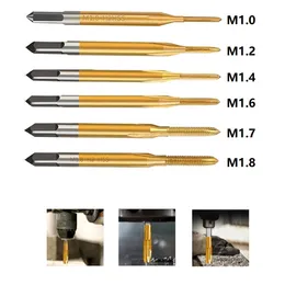 HSS-Stahlschrauben-Tap-Bohrmaschine Bit Titanschicht gerade Flötengewinde auf M1-M1.8 Metrische Gewinde-Tap-Hand-Werkzeuge