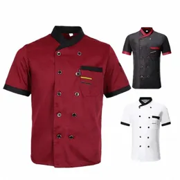 uniform For Hotel Restaurant Catering School Short Sleeve Shirt Top Fiable Chef Work Clothes For Men Stylish Short Sleeve m8l3#