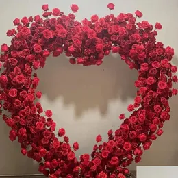 Party Decoration Luxury Love Heart Floral Wall Stage Flower Stand Förslag Bakgrundsarrangemang Händelse Props Artificial Flowers Red Arc DH8QB