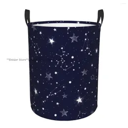 Sacos de lavanderia cesta espaço galáxia constelação zodíaco estrela dobrável roupas sujas brinquedos balde de armazenamento doméstico