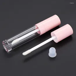 저장 병 빈 6.5 ml 타원형 타원형 립글레이즈 튜브 립 젤 액체 파운데이션 병 핑크 라운드 광택 24pcs