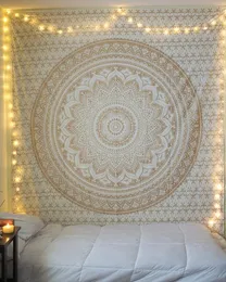 Weißer Mandala-Wandteppich, Hippie-Wandbehang, böhmische Tagesdecke, Sofabezug, Dekor, Mandala, DIY-Haus 240327