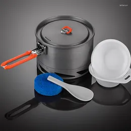 Наборы кухонной посуды Огненный кленовый теплообменник Походная кастрюля из твердого анодированного алюминия для приготовления пищи на открытом воздухе для пикника 1,5 л