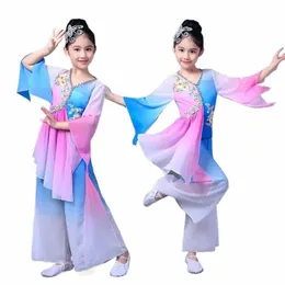 meninas estilo chinês Hanfu dança natal manga dança infantil dança clássica Yangko roupas modernas S5wf #