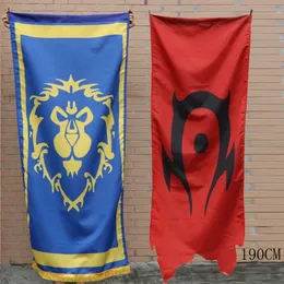 190cm mundo da guerra motim aliança horda bandeira jogo emblema banner oversize dacron azul vermelho bandeira casa festa cosplay acessório 240327