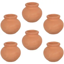 6 PCS Clay Mini Planters Pots Pots Compact Flowerpots Plants Decorence Gardening Bride Treasable Small 240320