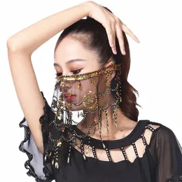 2023 Lady Girls Belly Dance Face Veil Women India Dance Costume Accories Oriental Tribal Masquerade Mask Scarf Tassel Mask r2tH#